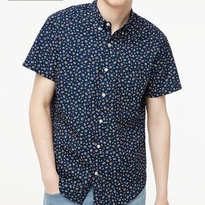 J crew Short-sleeve printed flex casual shirt Antique Navy Flame Floral